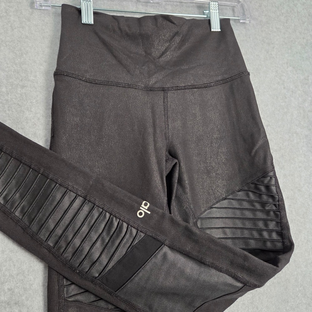 Alo Yoga Womens XS‎ Moto High Waist Leggings Black Athletic Workout Gym